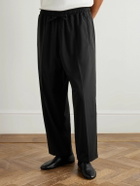 UMIT BENAN - Julian Straight-Leg Virgin Wool Drawstring Trousers - Black