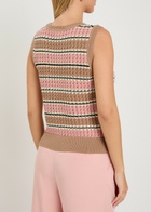Varley Deeley Striped Open-knit Cotton Tank top Taupe