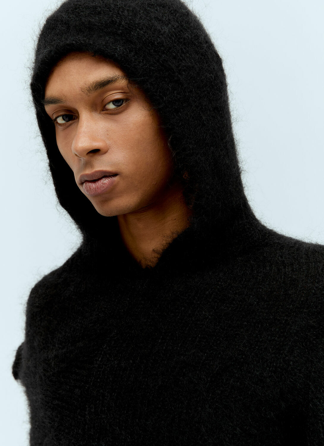 Aaron Esh Mohair Tied Hooded Sweater