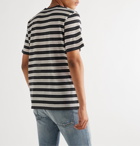 SAINT LAURENT - Logo-Embroidered Striped Wool-Jersey T-Shirt - Unknown