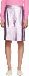 Sandy Liang Pink Pinkie Leather Midi Skirt