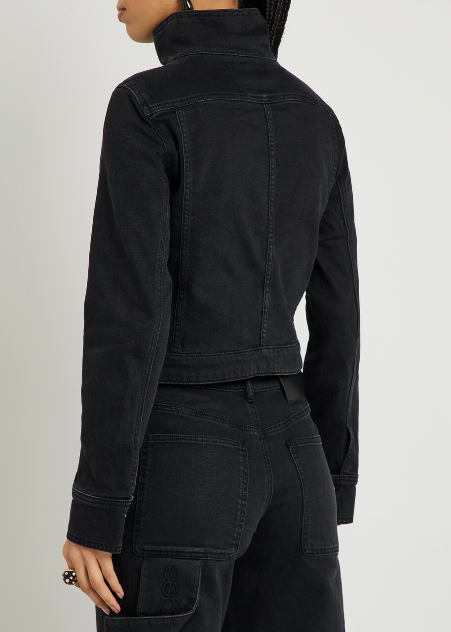 Courrèges Reedition Logo Stretch-denim Jacket Black