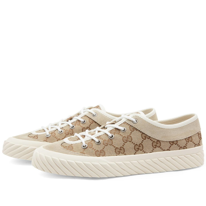 Photo: Gucci Men's Tortuga GG Sneakers in Beige