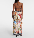 Dolce&Gabbana Capri printed silk satin palazzo pants