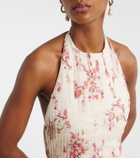 Agua by Agua Bendita Caña floral pleated linen top