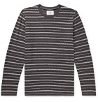 Folk - Striped Textured Cotton-Blend T-Shirt - Gray