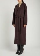Anine Bing Hunter Belted Wool and Cashmere-blend Coat Dark Brown