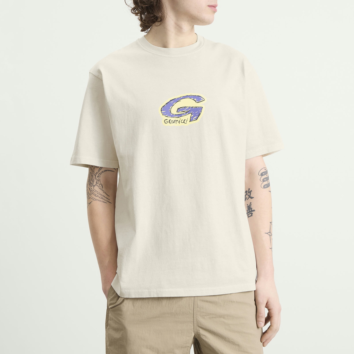 Gramicci Men's G-Scribble Pigment Dyed T-Shirt in Natural Pigment