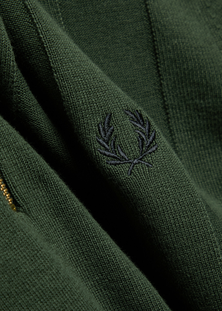 Fred Perry Logo-embroidered Fine-knit Cotton Jumper Dark Green
