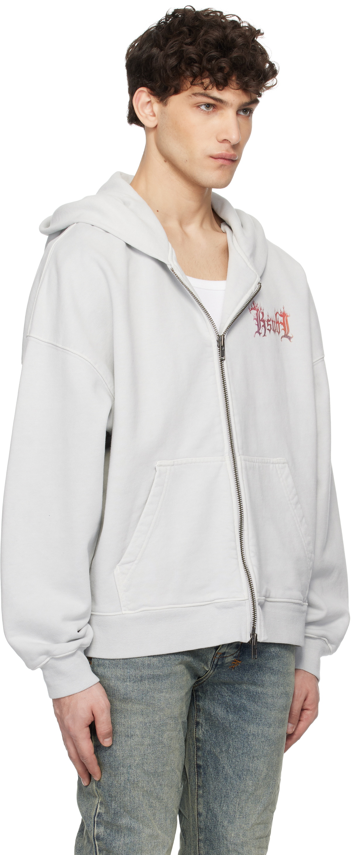 Ksubi Gray Fuego Ekcess Zip Thru Hoodie Ksubi