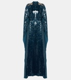 Erdem Caped sequined gown