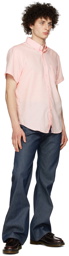 Naked & Famous Denim Pink Organic Cotton Short Sleeve Shirt