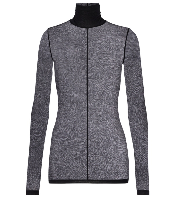 Photo: Mugler Sheer jersey turtleneck top