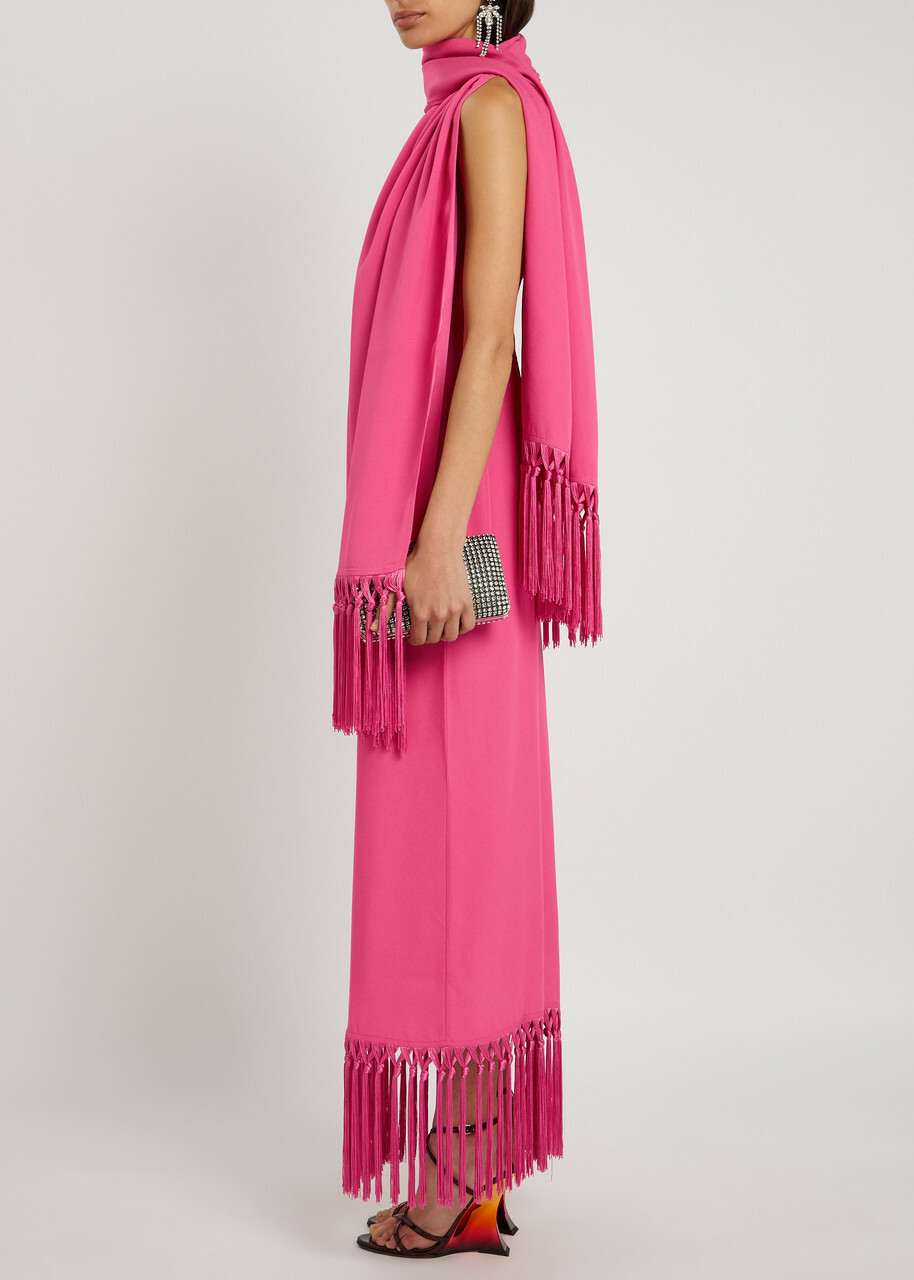 Taller Marmo Babe Fringed Crepe Scarf - Pink - One Size