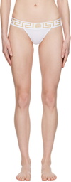Versace Underwear White Greca Border Thong