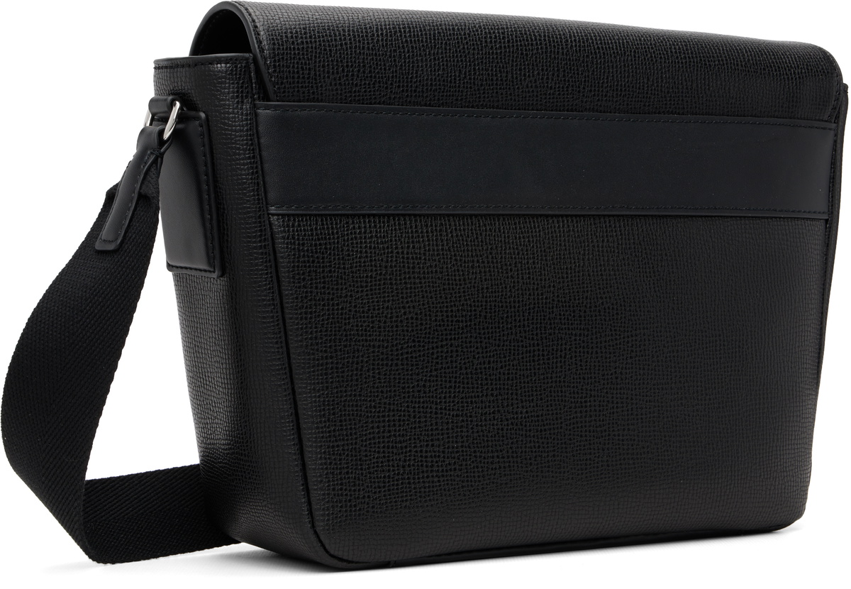 Lacoste Black Ossian Flap Close Leather Satchel Bag
