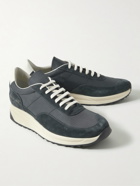 Common Projects - Track 80 Leather-Trimmed Suede and Ripstop Sneakers - Black