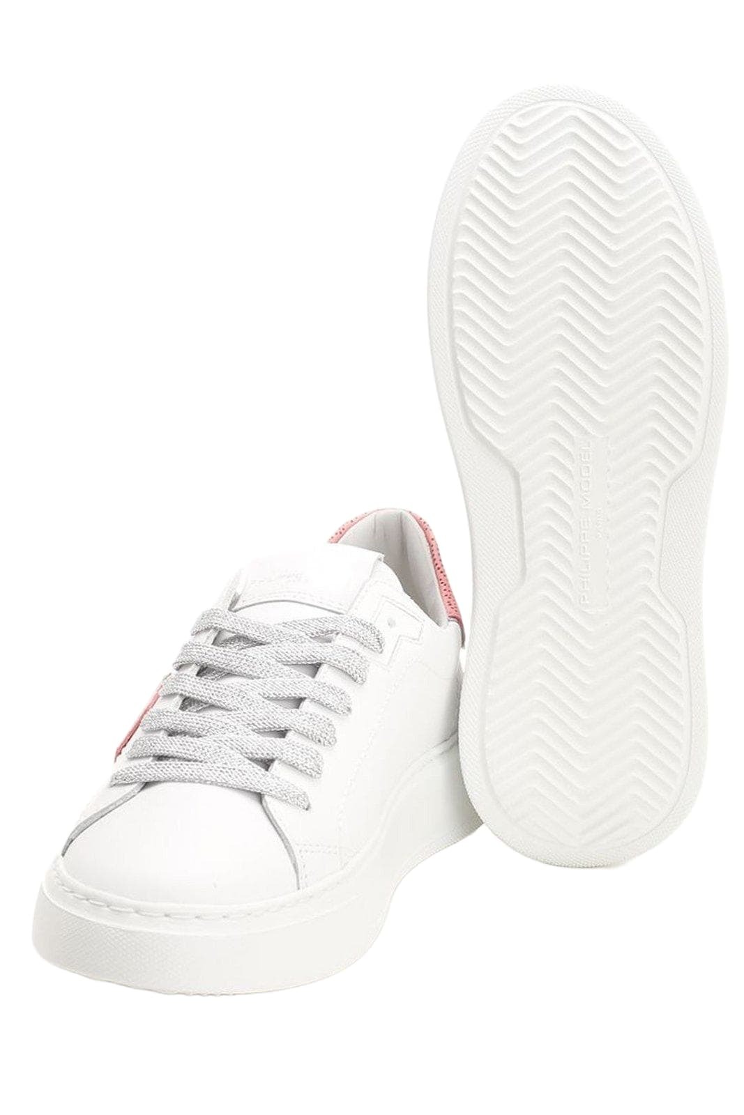 スニーカー Philippe Model Low Sneaker Temple PHILIPPE MODEL TEMPLE WHITE BLACK LEATHER SNEAKER