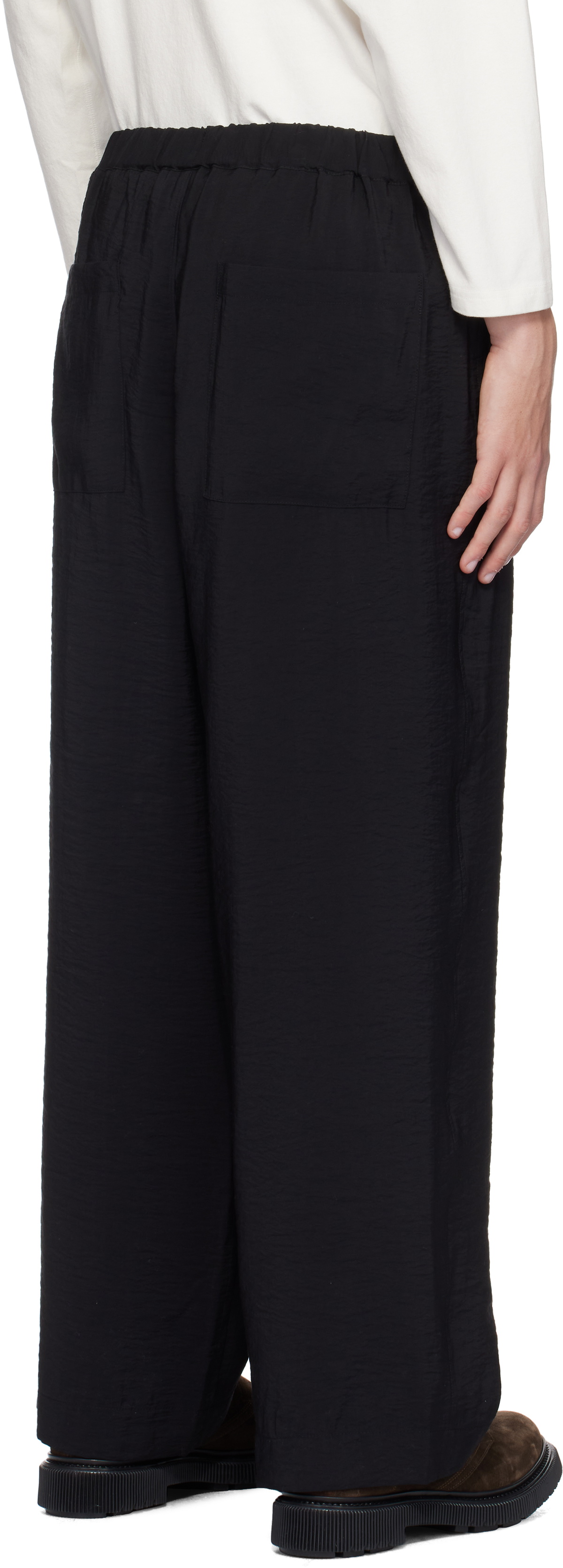 YLÈVE Black Broad Trousers