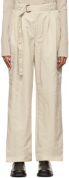 DEVEAUX NEW YORK Beige Cinch Belt Trousers