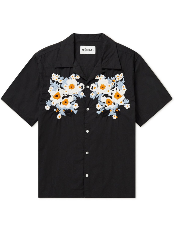 Photo: NOMA t.d. - Dream Convertible-Collar Embroidered Cotton-Poplin Shirt - Black
