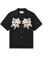 NOMA t.d. - Dream Convertible-Collar Embroidered Cotton-Poplin Shirt - Black