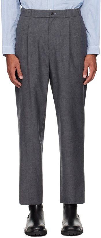 Photo: ATON Gray Wide Easy Tropical Wool Trousers