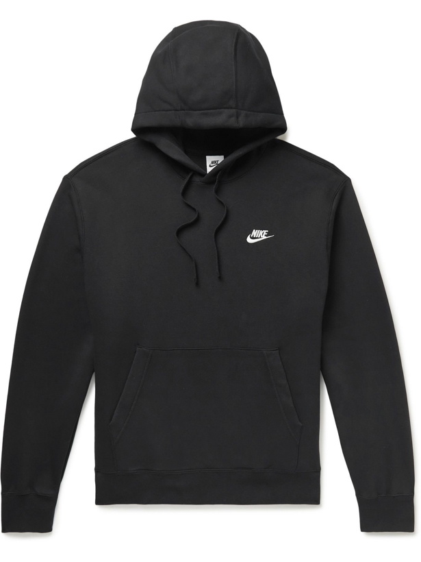 Photo: Nike - Sportswear Club Logo-Embroidered Cotton-Blend Jersey Hoodie - Black