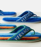 Versace Home Striped cotton terry slippers