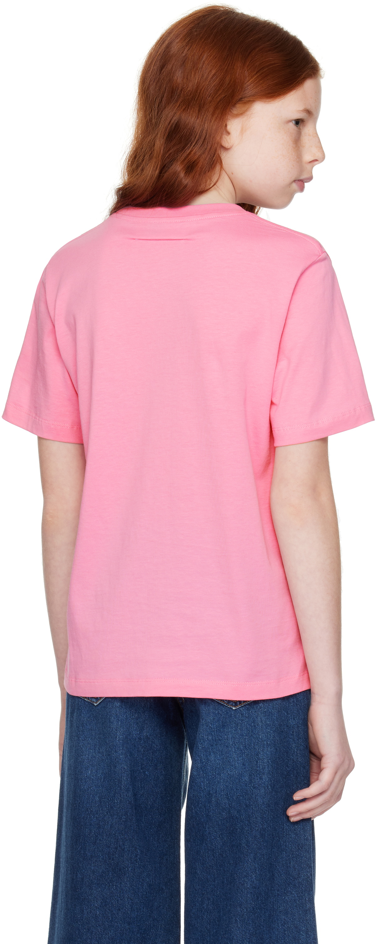 MM6 Maison Margiela Kids Pink Printed Logo T-shirt MM6 Maison Margiela