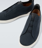 Zegna Triple Stitch canvas slip-on sneakers