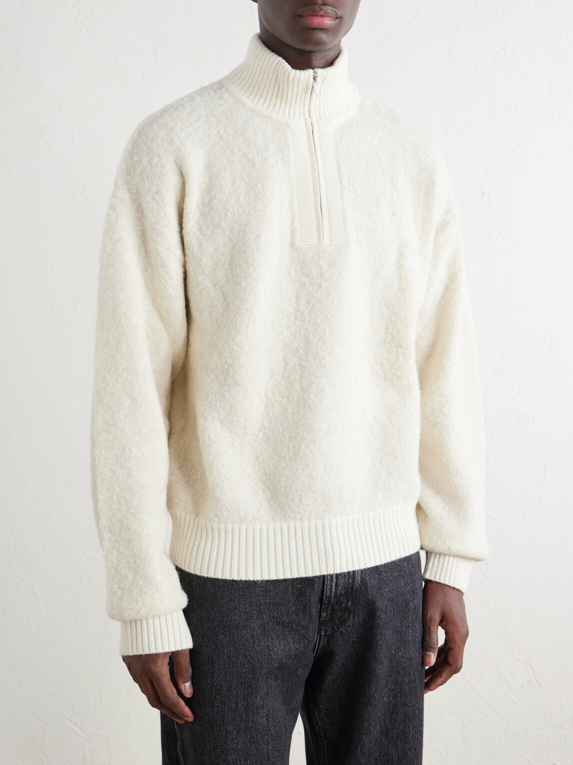 Aimé Leon Dore - Felted Wool-Blend Half-Zip Sweater - White