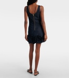 Self-Portrait Floral-appliqué denim minidress