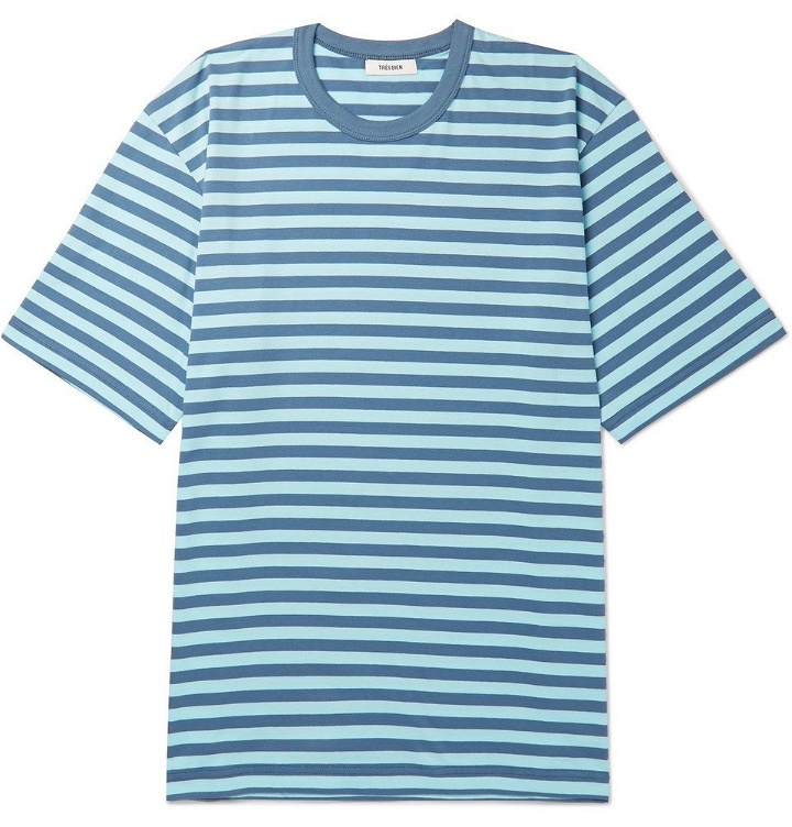 Photo: Très Bien - Striped Cotton-Jersey T-Shirt - Men - Blue