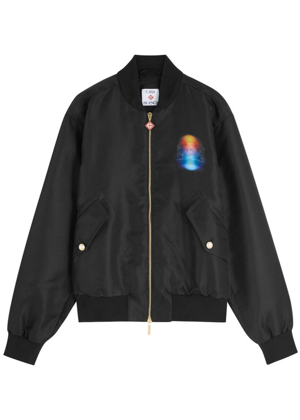 Photo: Casablanca Printed Organza Bomber Jacket Black