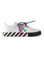 Off-White - Low Vulcanized Logo-Appliquéd Colour-Block Suede Sneakers - White