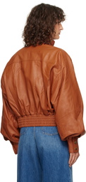 ZIMMERMANN Orange Illustration Leather Biker Jacket