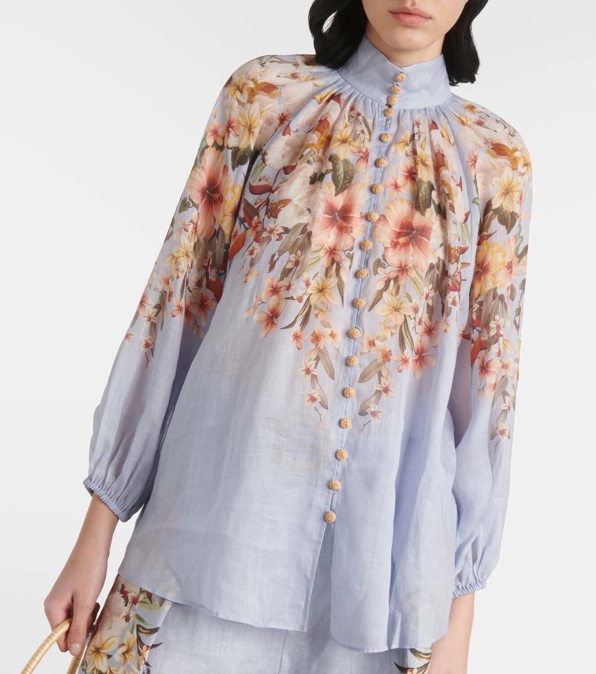 ◆Zimmermann Lexi フローラル長袖リネンラップドレス Lexi floral linen wrap dress in multicoloured - Zimmermann