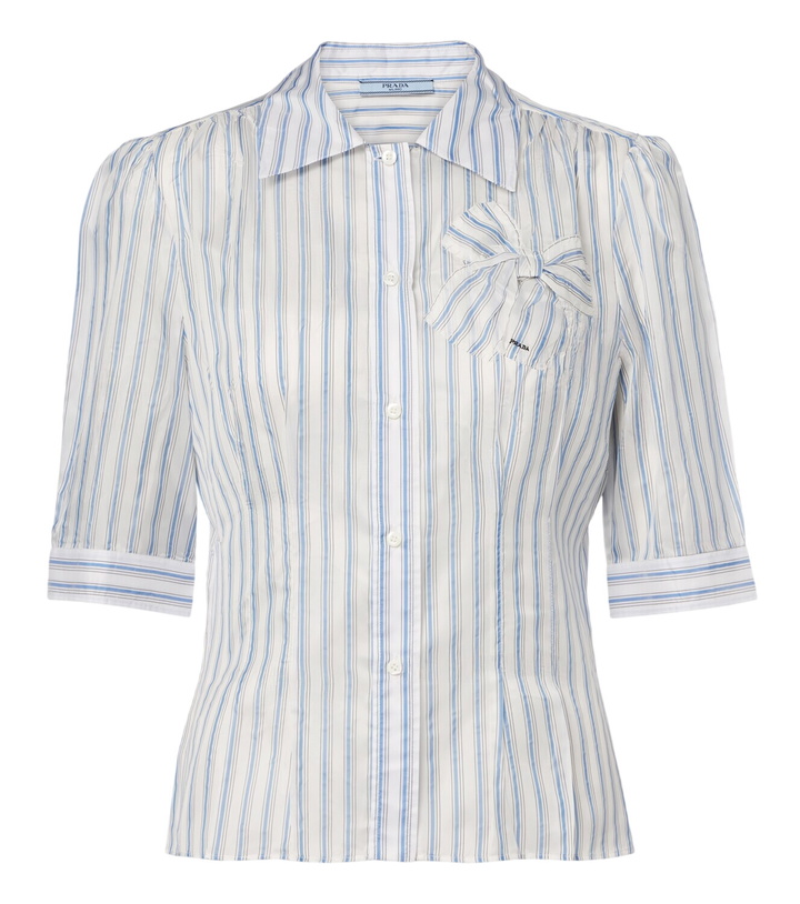 Photo: Prada Striped bow-detail shirt