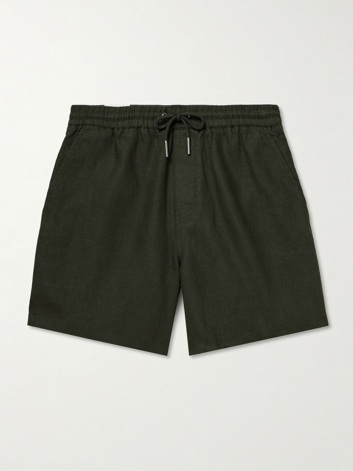 NN07 - Gregor 1454 Straight-Leg Linen Drawstring Shorts - Green