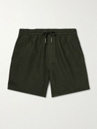 NN07 - Gregor 1454 Straight-Leg Linen Drawstring Shorts - Green