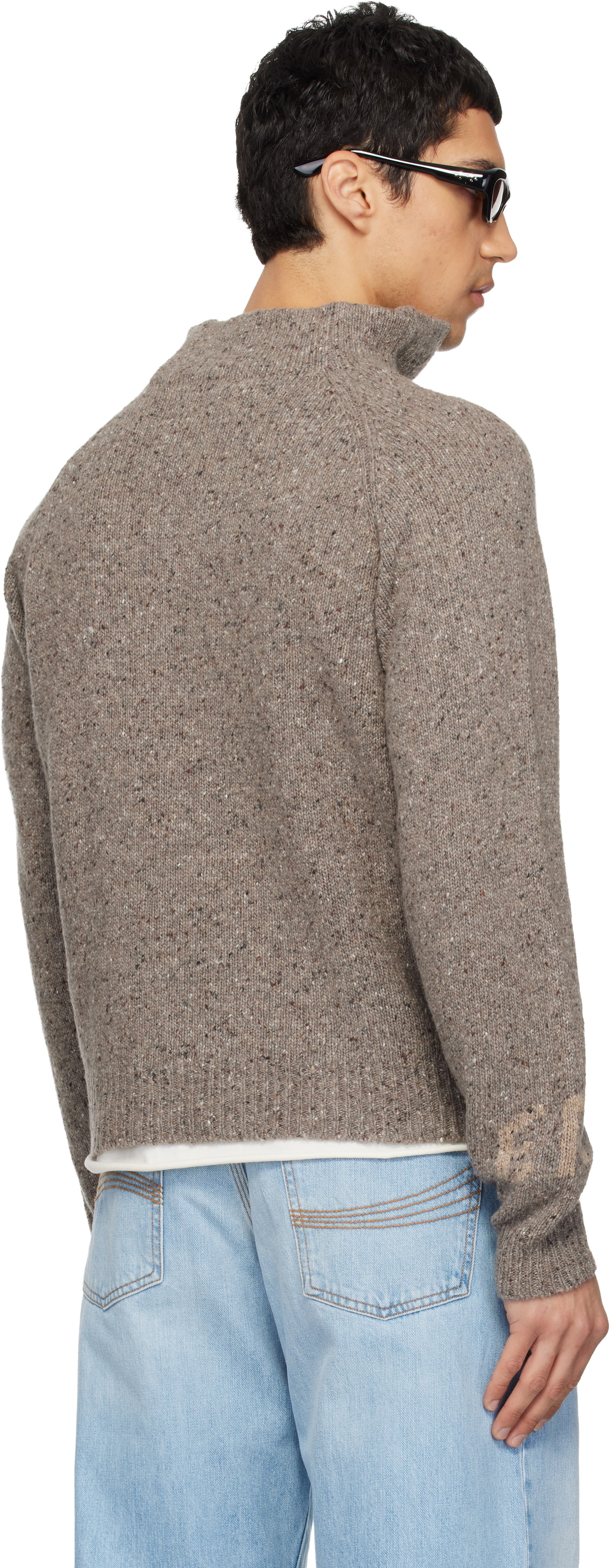 ERL Taupe Slit Neck Sweater