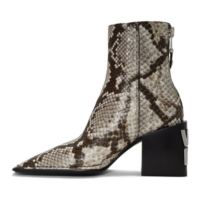 Alexander Wang Grey Lizard Embossed Leather and Suede Devon Graphic Ankle  Boots Size 39 Alexander Wang