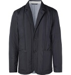 Dunhill - Leather-Trimmed Quilted Shell Blazer - Blue