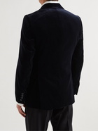 Favourbrook - Slim-Fit Grosgrain-Trimmed Cotton-Velvet Tuxedo Jacket - Blue