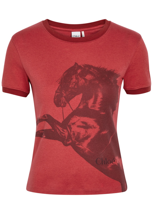 Photo: Chloe Printed Cotton T-shirt Red