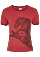 Chloe Printed Cotton T-shirt Red