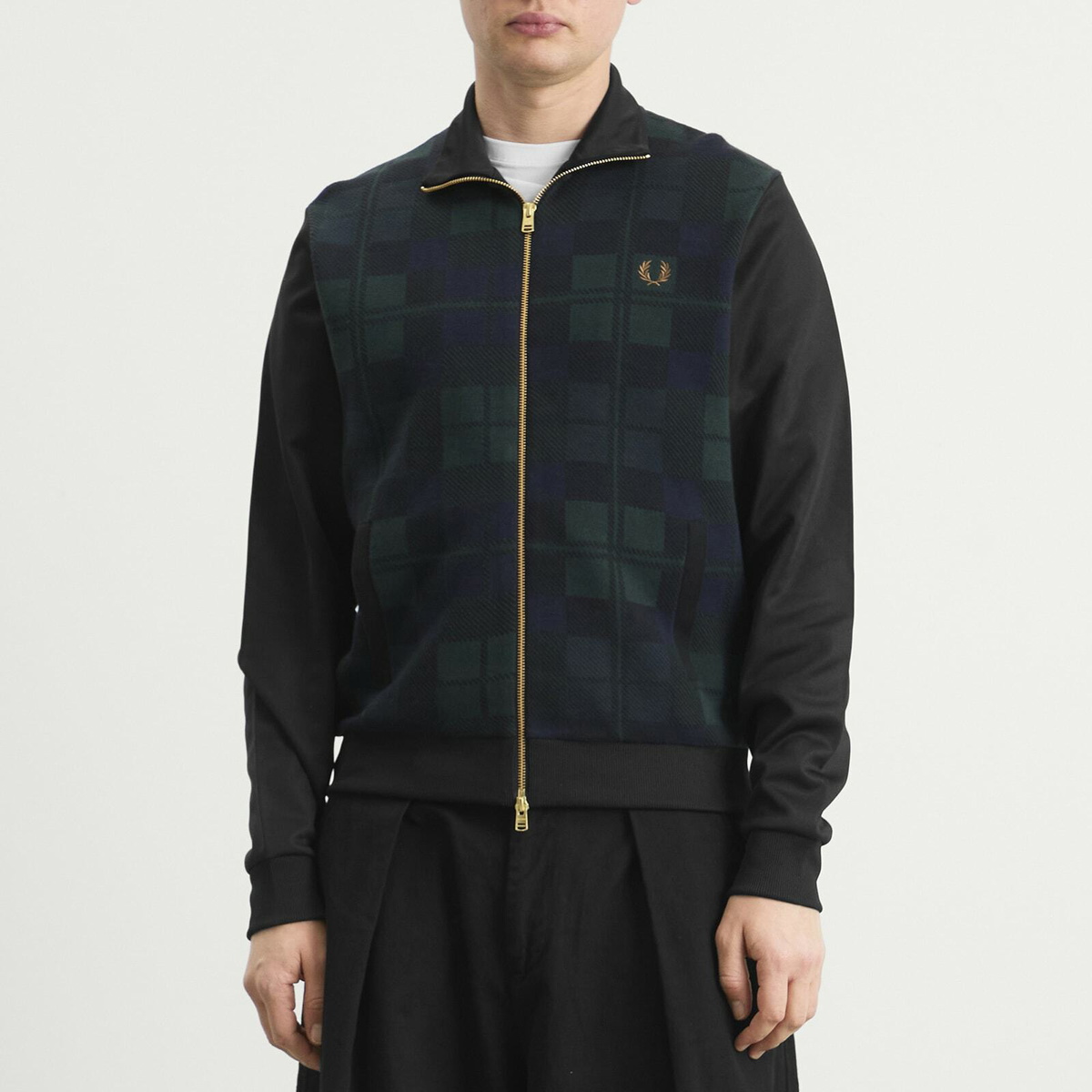 Fred Perry Men's Watch Tartan Track Jacket in Black