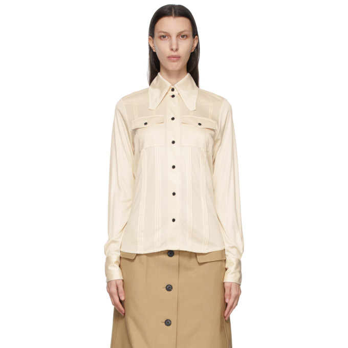 Photo: Victoria Beckham Off-White Silk Pintuck Shirt