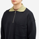 MHL by Margaret Howell Men's Half Zip Polo in Black